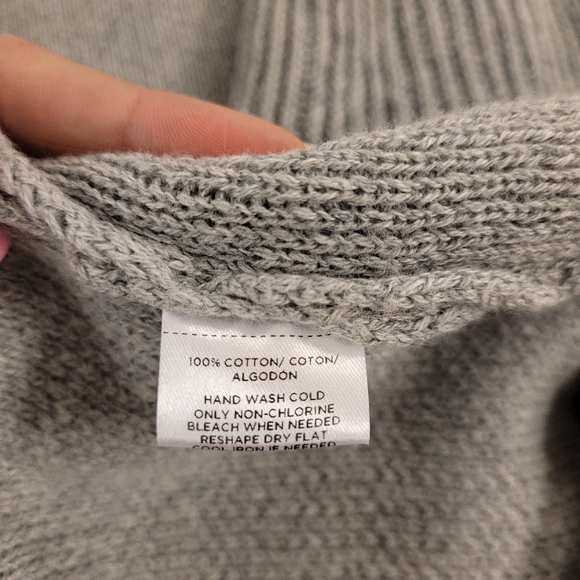 LOFT gray open cardigan with ruffle sleeves 100% Cotton Sz M - Picture 7 of 8